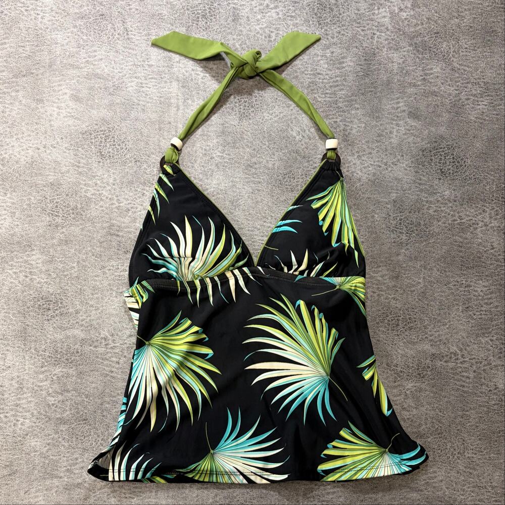 Y2k Tropical Leaf Halter Tankini
